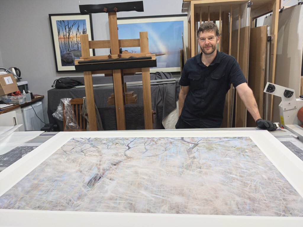 In the studio with a print